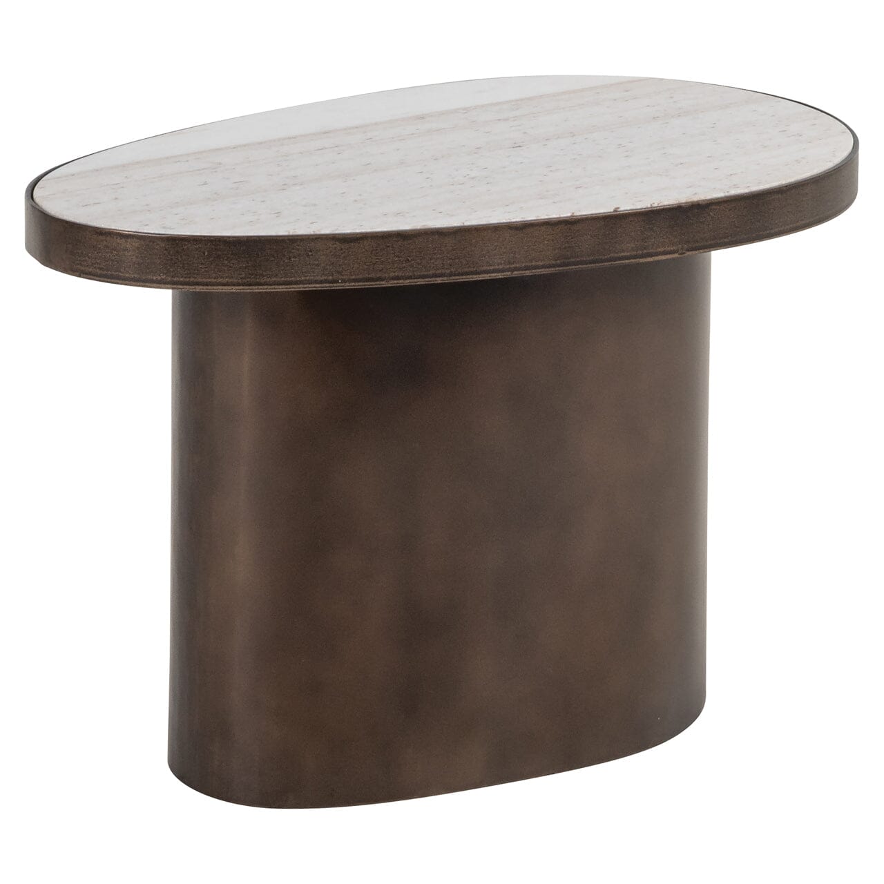Ondine Bronze Oval Side Table with Marble Top Furniture