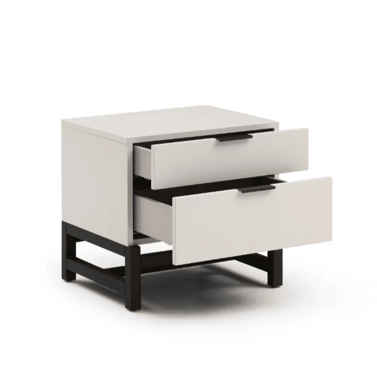 Oriana Stone & Black Luxury 2 Drawer Bedside Table Furniture