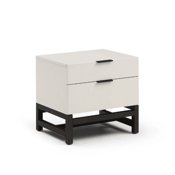 Oriana Stone & Black Luxury 2 Drawer Bedside Table Furniture