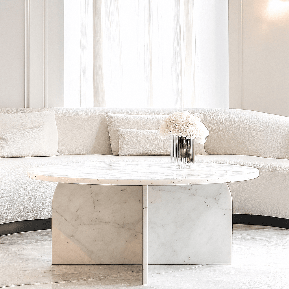 Osaka White Marble Round Coffee Table Furniture