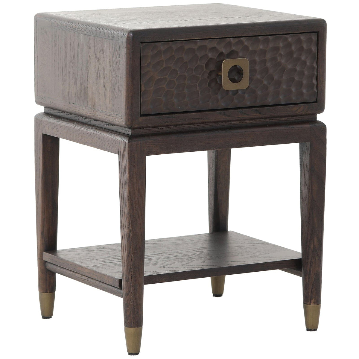 Osmund Dark Hammered Oak Effect 1 Drawer Bedside Table Furniture