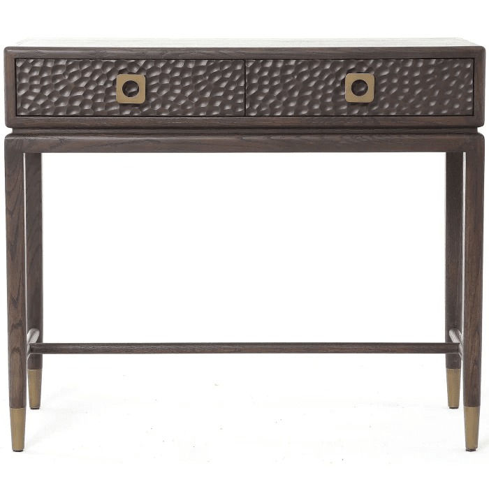 Osmund Dark Hammered Oak Effect 2 Drawer Console Table Furniture