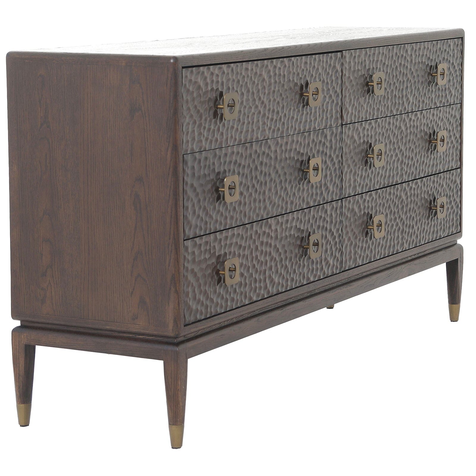 Osmund Dark Hammered Oak Effect 6 Drawer Chest Furniture