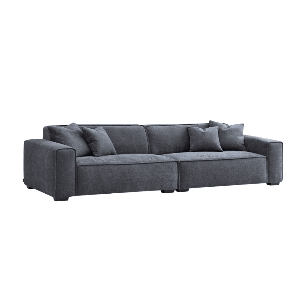 Ottilie Charcoal Boucle 4 Seater Sofa with Footstool Sofa