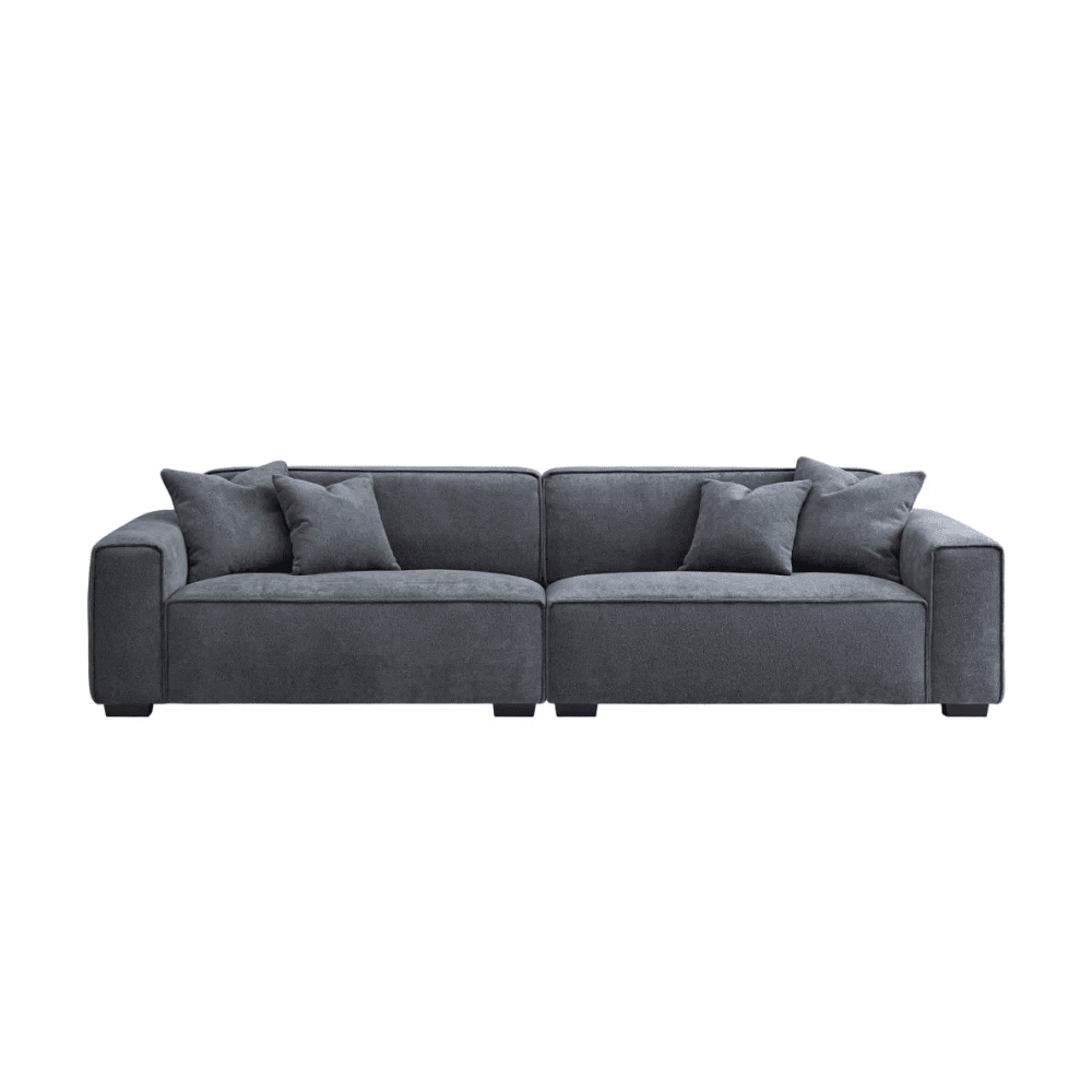 Ottilie Charcoal Boucle 4 Seater Sofa with Footstool Sofa