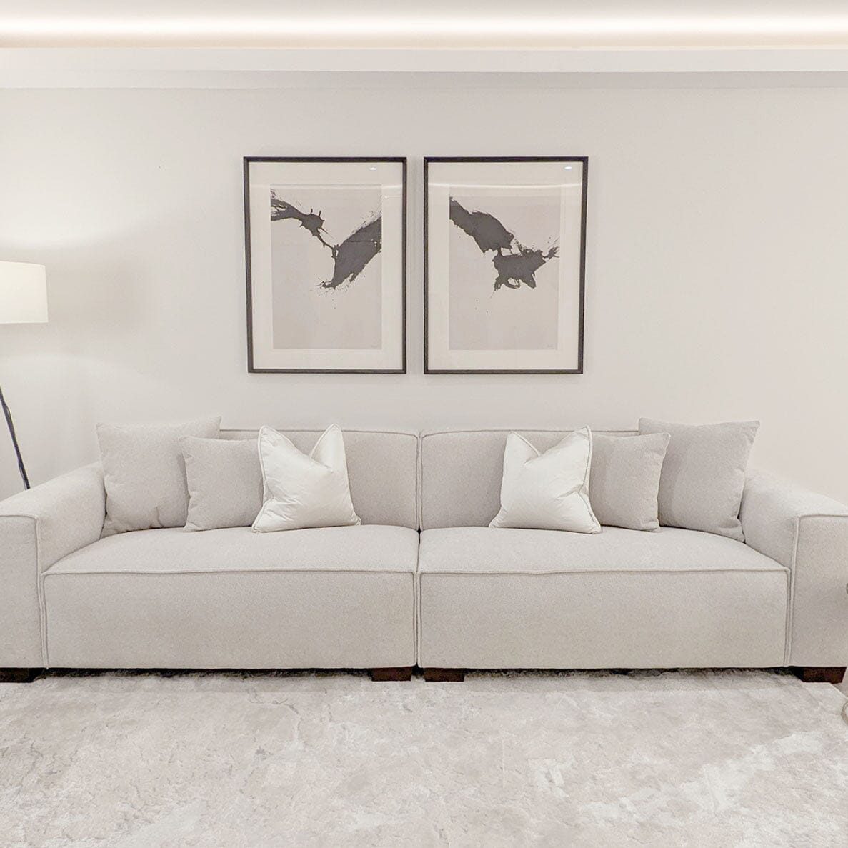 Ottilie Pebble Boucle 4 Seater Sofa with Footstool Sofa