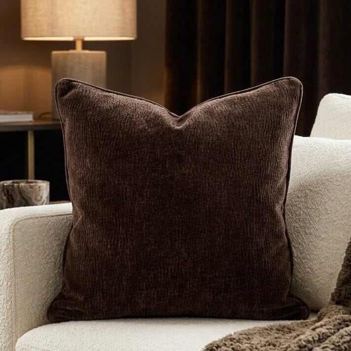 Paige Brown Woven Textured Feather Filled Cushion - 50x50cm Textiles