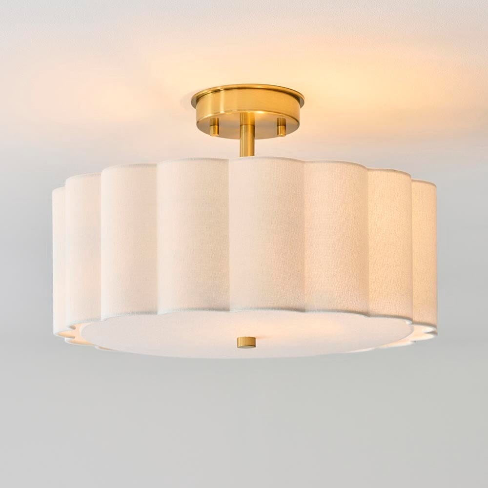 Pandora Cream & Gold Flush Ceiling Light Lighting