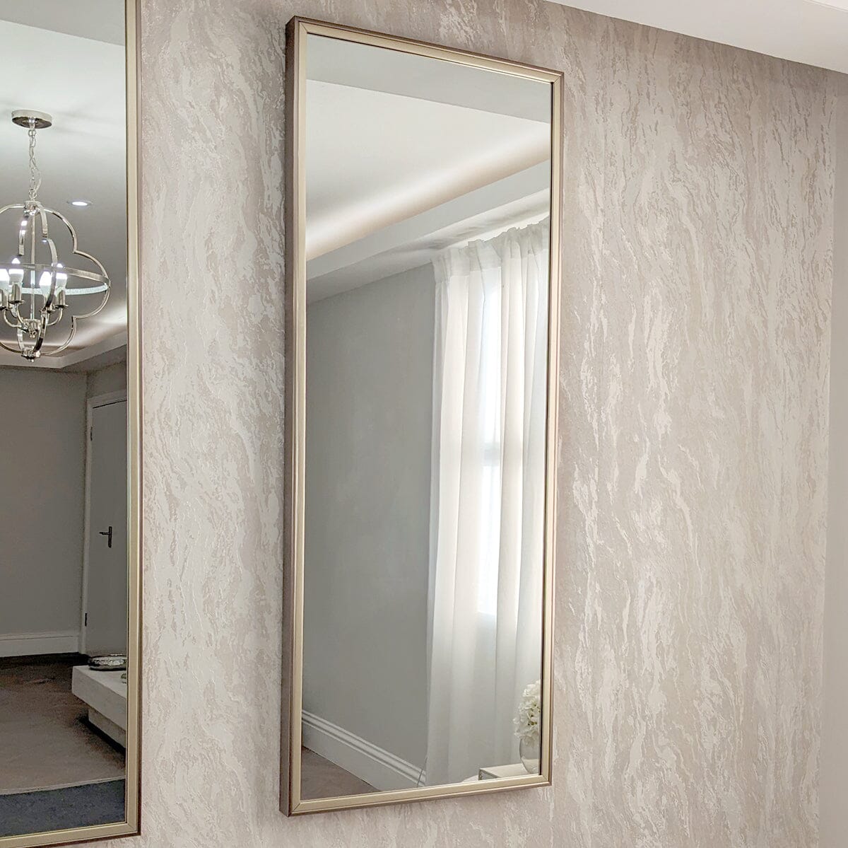 Pearl Silver & Champagne Rectangular Large Wall Mirror Accessories