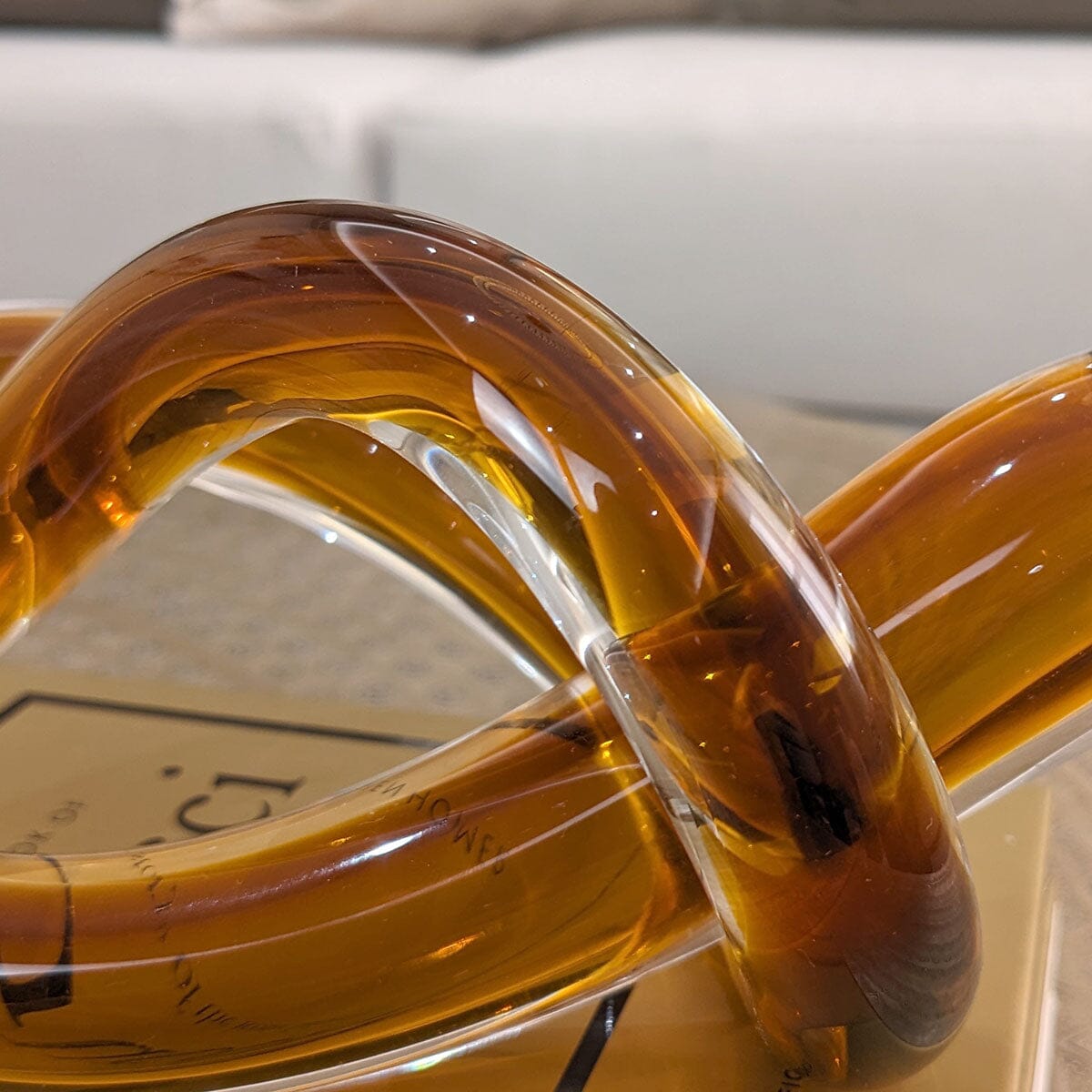 Penelope Amber Twisted Glass Knot Decorative Ornament Accessories