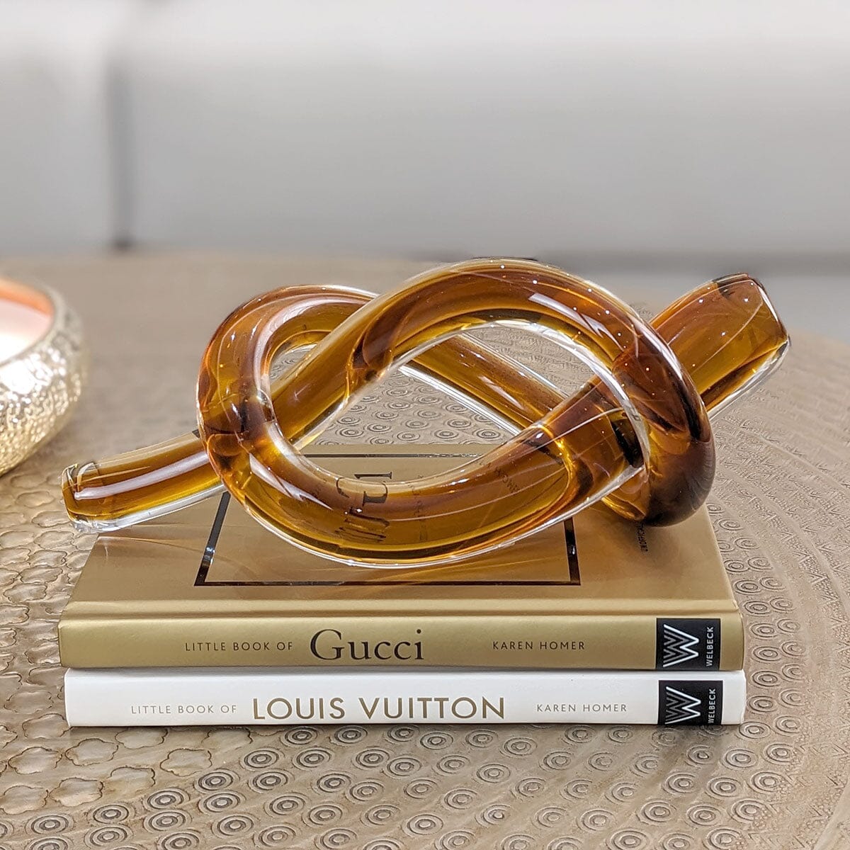 Penelope Amber Twisted Glass Knot Decorative Ornament Accessories