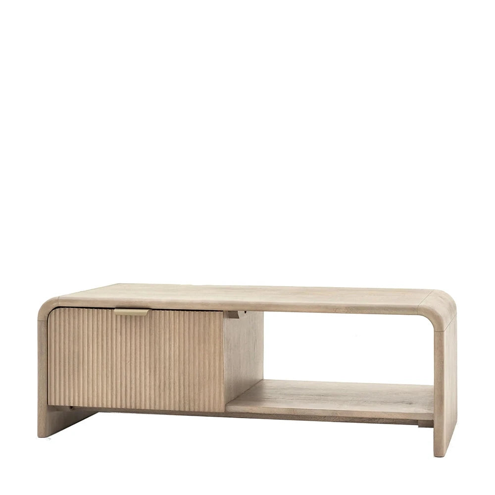 Penelope Luxury Ribbed Wooden 1 Door Coffee Table Furniture