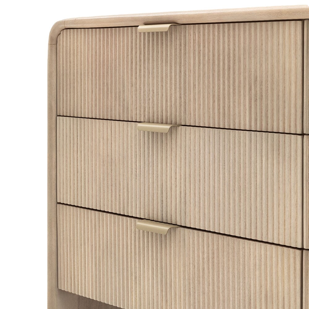 Penelope Luxury Ribbed Wooden 6 Drawer Chest Furniture