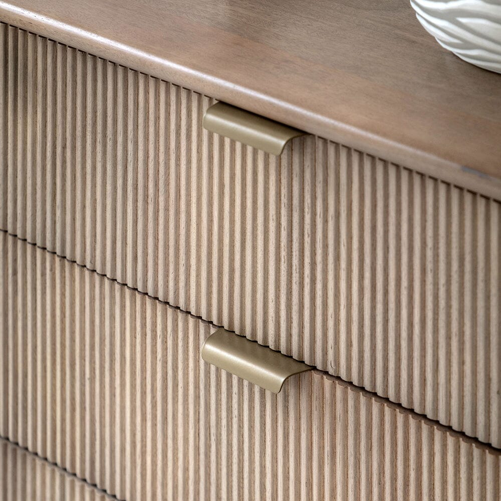 Penelope Luxury Ribbed Wooden 6 Drawer Chest Furniture
