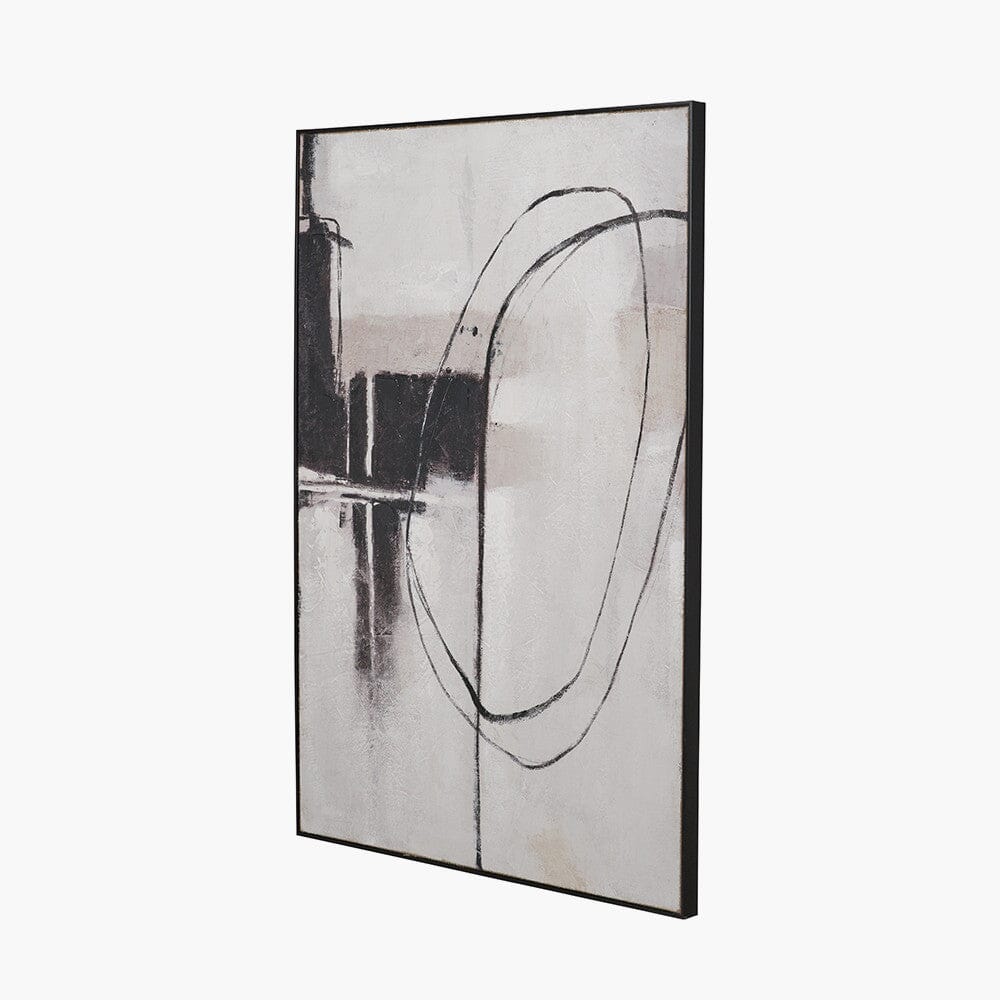 Phoebe Monochrome Abstract Canvas Wall Art with Black Frame Accessories