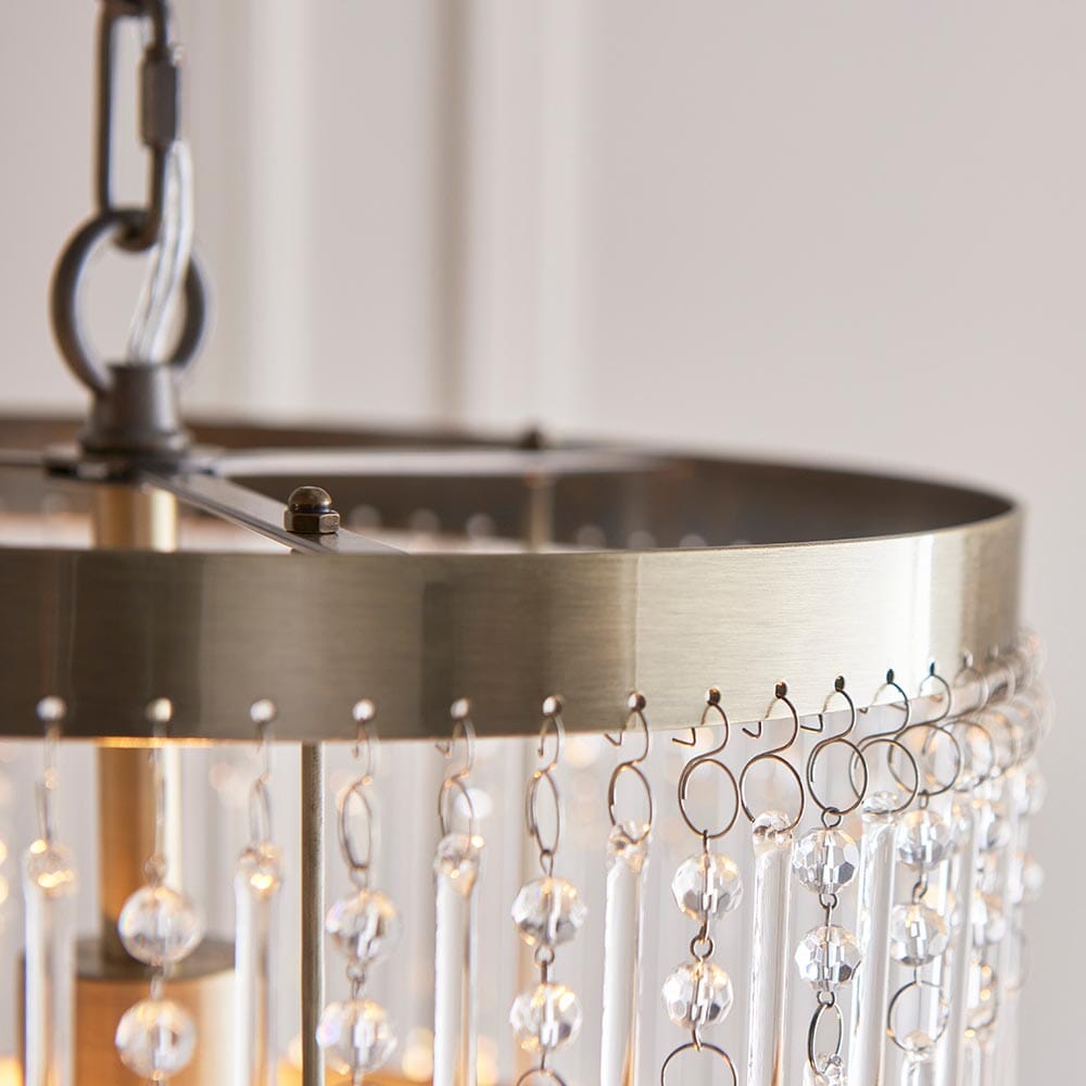 Pippa Antique Brass & Clear Glass Droplet Pendant Ceiling Light Lighting