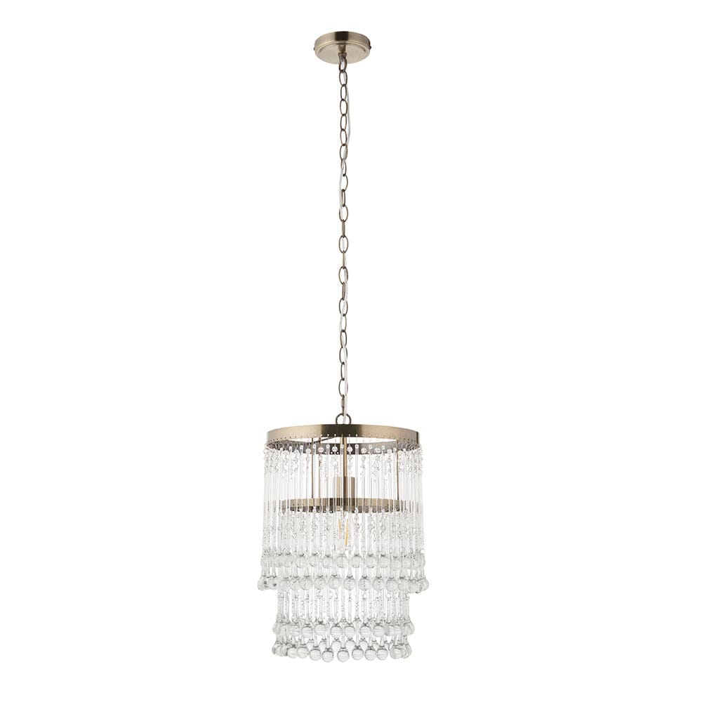 Pippa Antique Brass & Clear Glass Droplet Pendant Ceiling Light Lighting