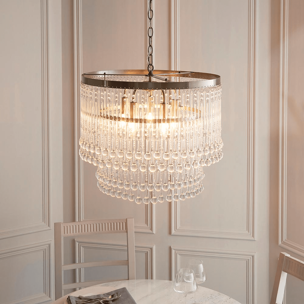 Pippa Large Antique Brass & Clear Glass Droplet Pendant Ceiling Light Lighting