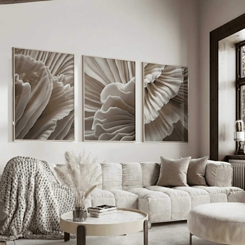Pistoria Neutral Petal Framed Wall Art - Set of 3 Accessories