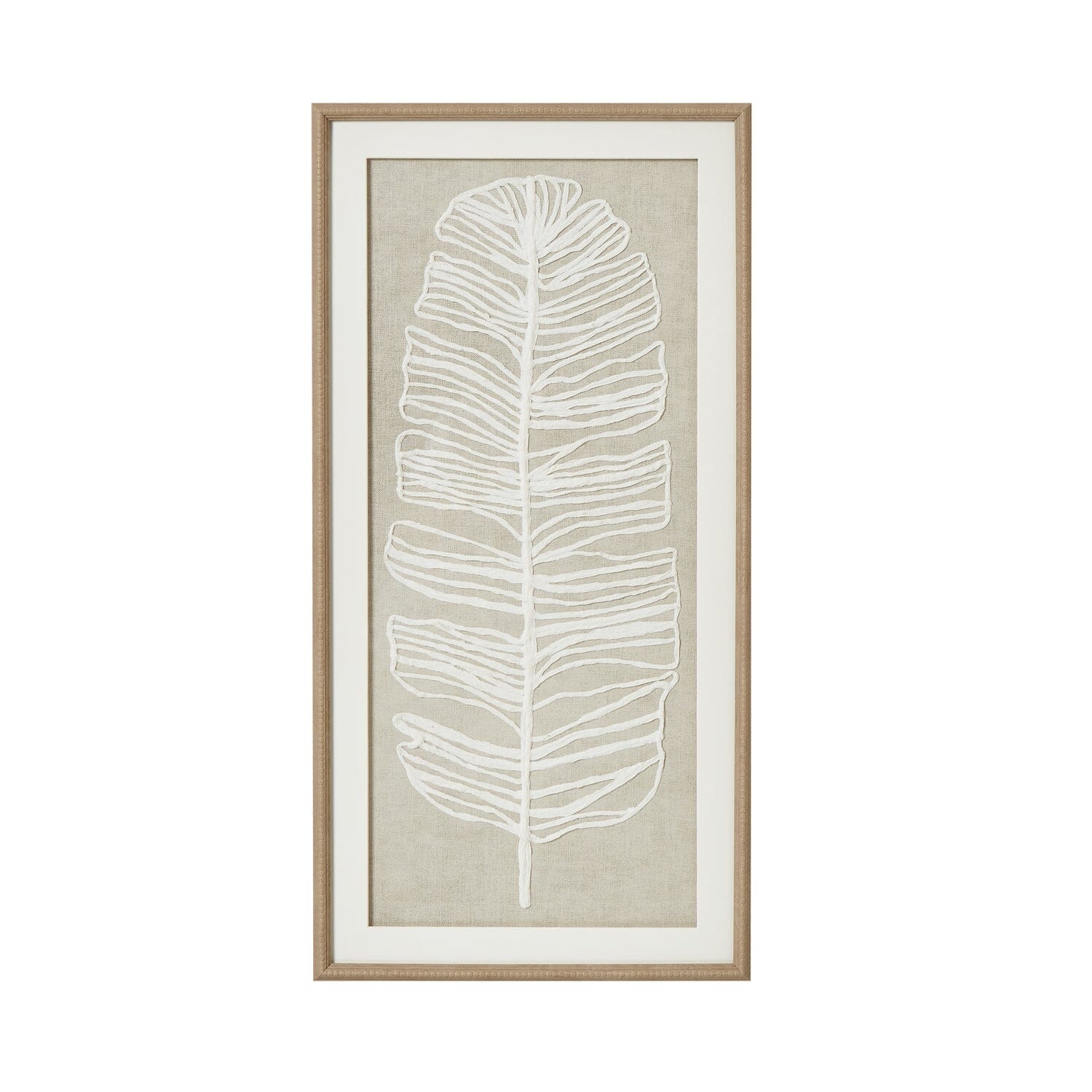 Plume Large Taupe & White Feather Wall Art with Beaded Frame Accessories