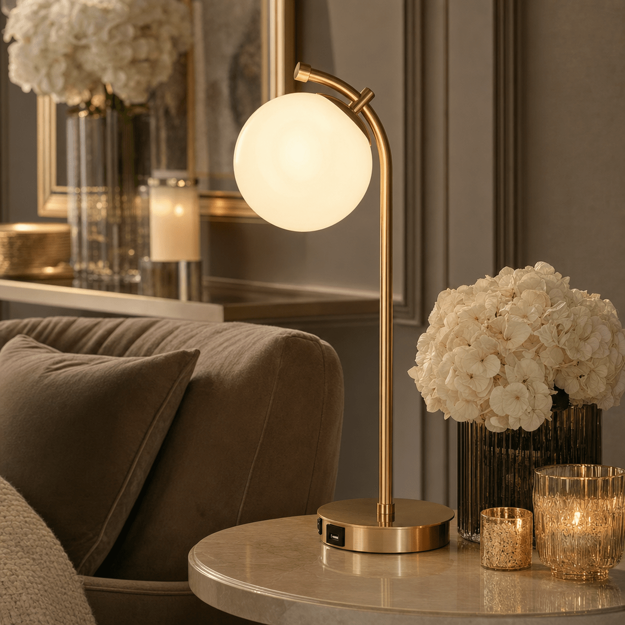 Poki Gold Orb Table Lamp Lighting