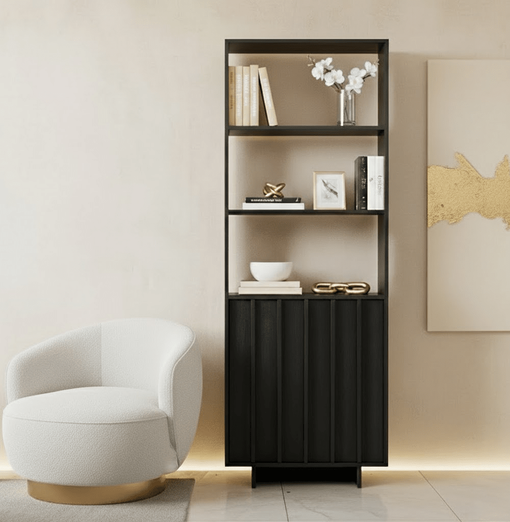 Portia Black Wooden Tall Cabinet Furniture