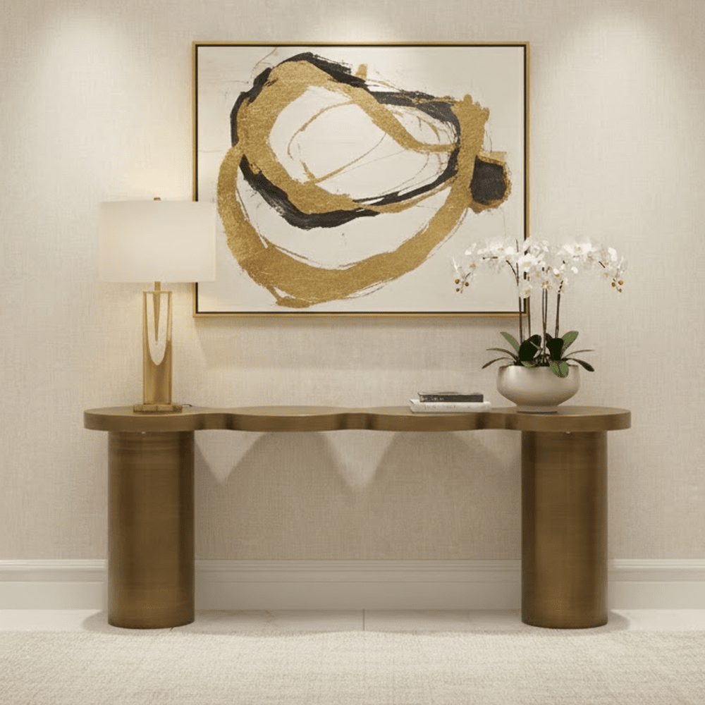 Portina Brushed Gold Bubble Console Table Furniture