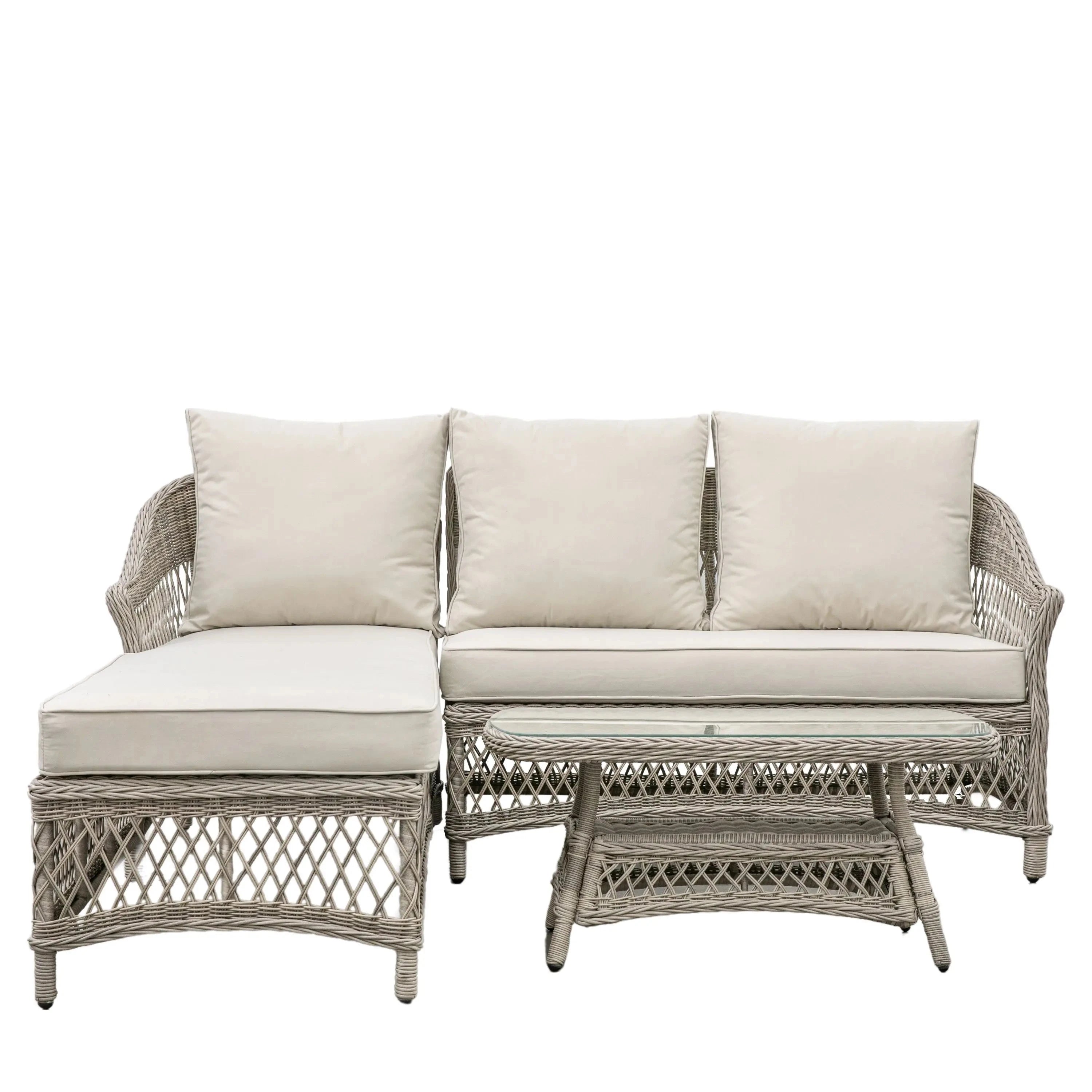 Porto Stone & Rattan Outdoor Chaise Sofa Set Outdoor