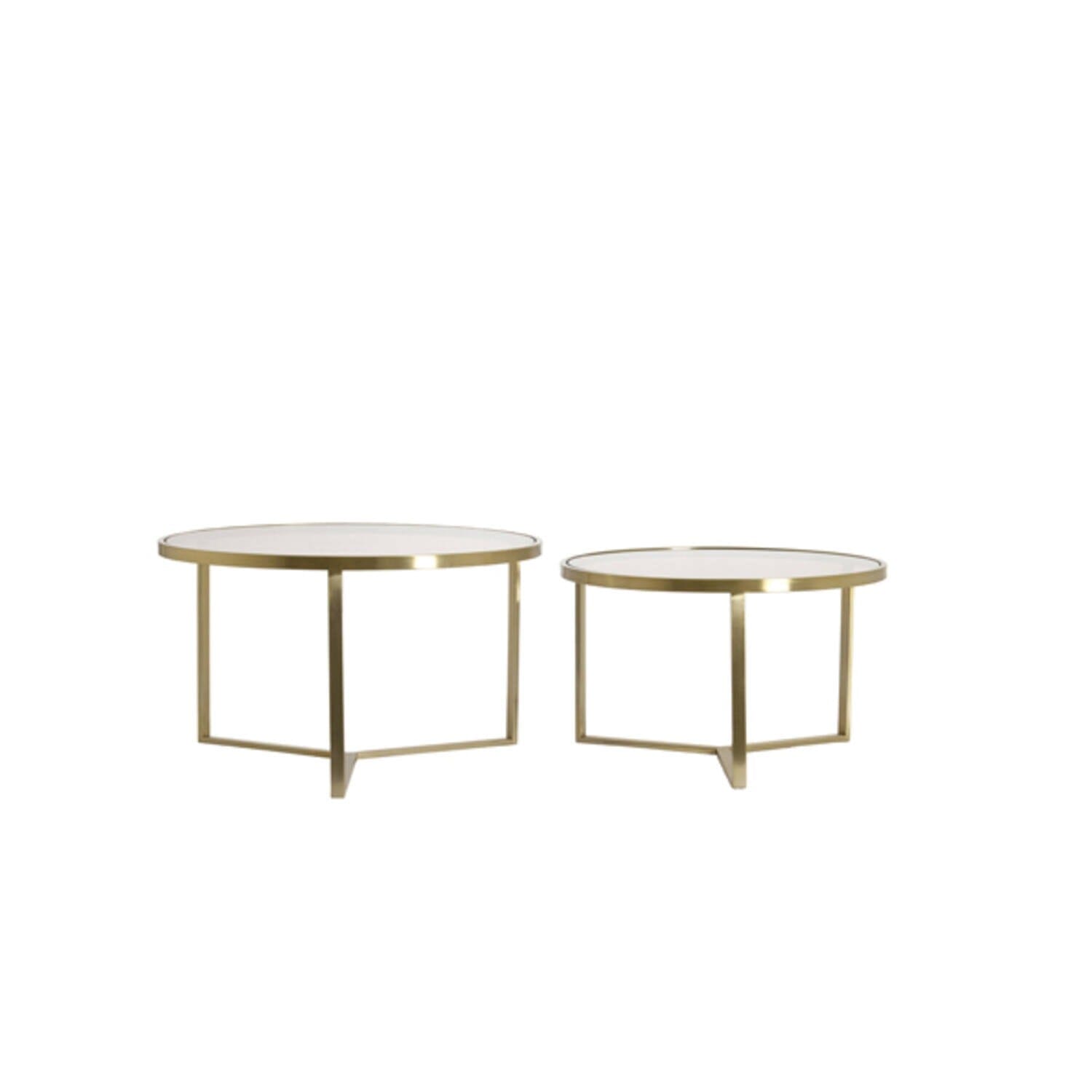 Praiano Light Gold & Glass Round Coffee Tables - Set of 2 Furniture