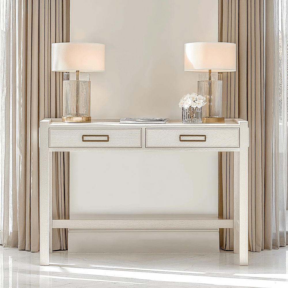 PRE ORDER - Soho White Oak Veneer 2 Drawer Dressing Table Furniture