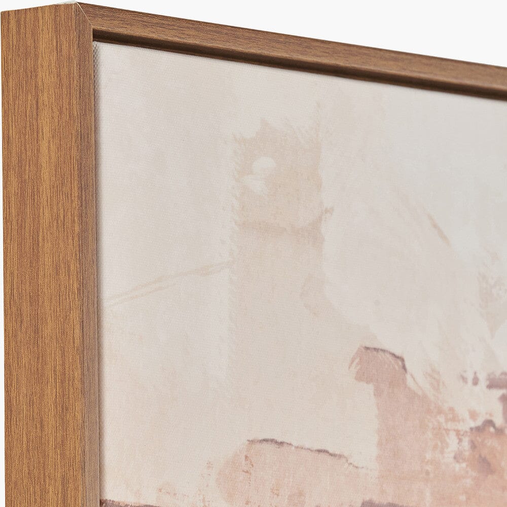 Raegan White & Terracotta Abstract Canvas Wall Art with Oak Effect Frame Accessories