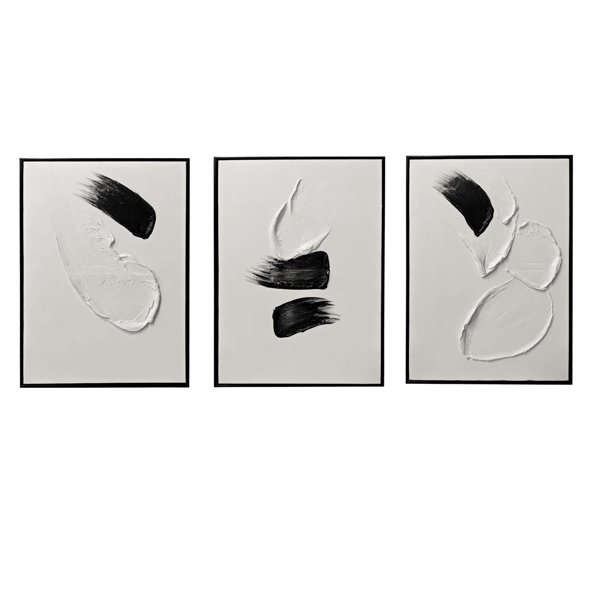 Regent Monochrome 3D Paint Stroke Effect Canvas Wall Art - Set of 3
