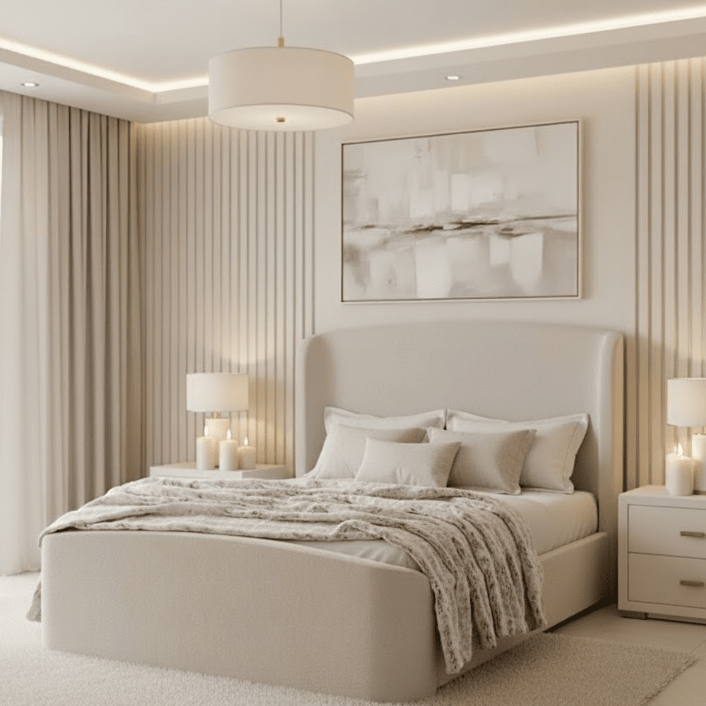Reya Cashmere Textured Winged Ottoman Bed