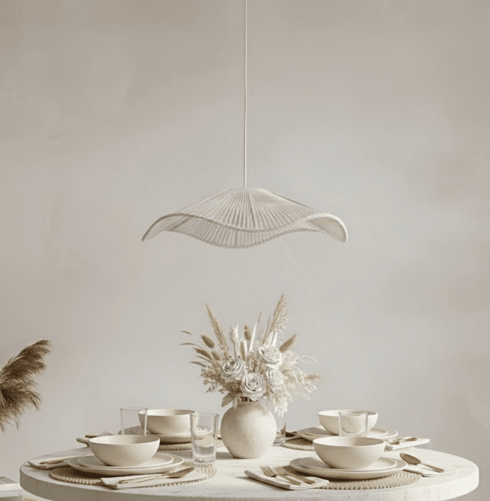 Rhia Cream Woven Wavy Ceiling Light Lighting