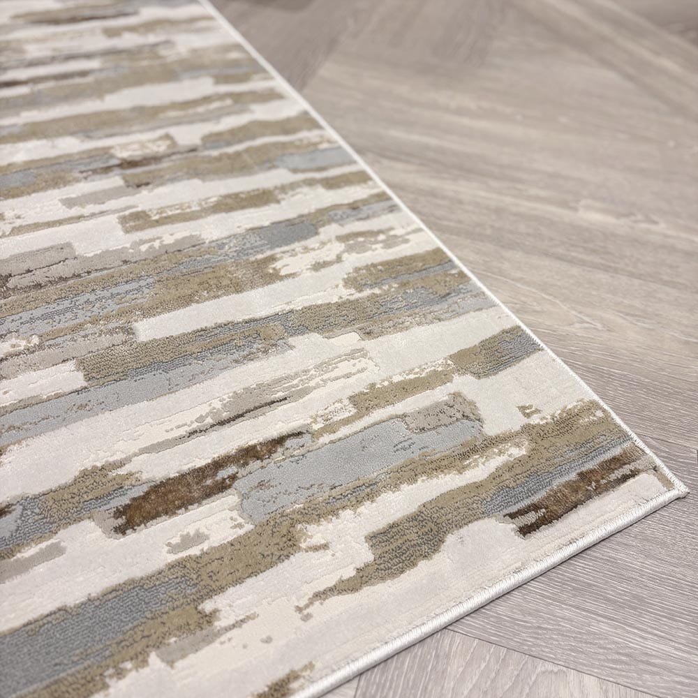 Rialta Cream & Gold Metallic Abstract Rug Textiles