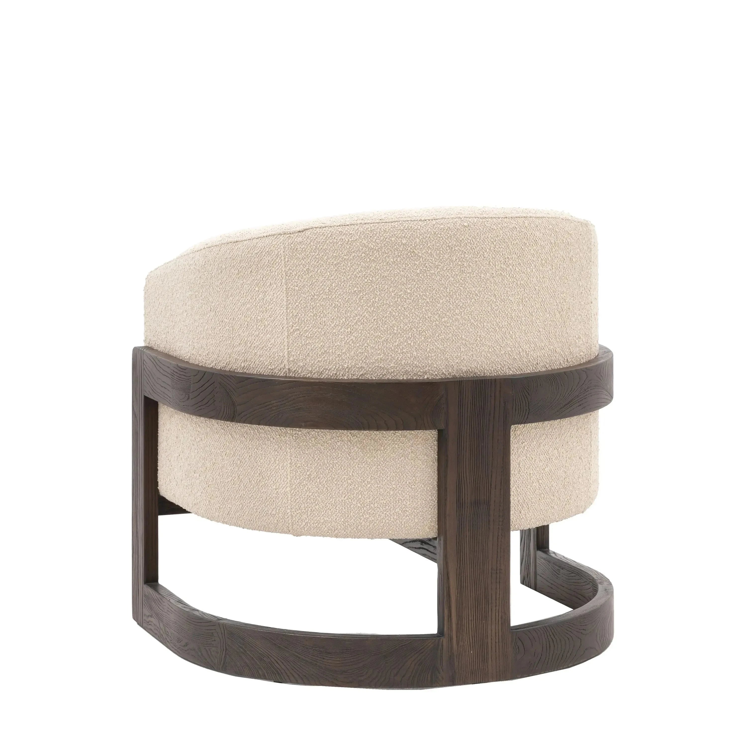 Richmond Neutral Boucle Curved Chair with Walnut Detailing Furniture