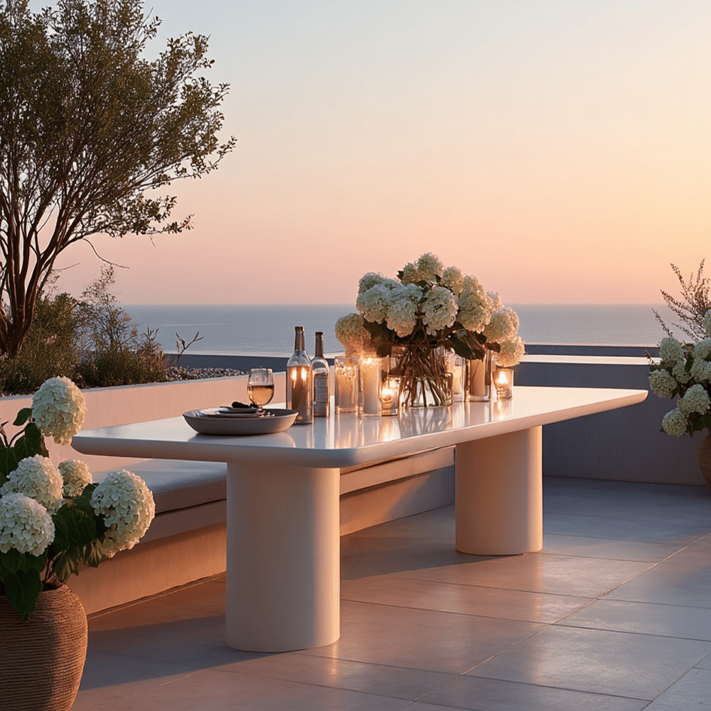 Riom Concrete Large Rectangular Outdoor Dining Table Outdoor