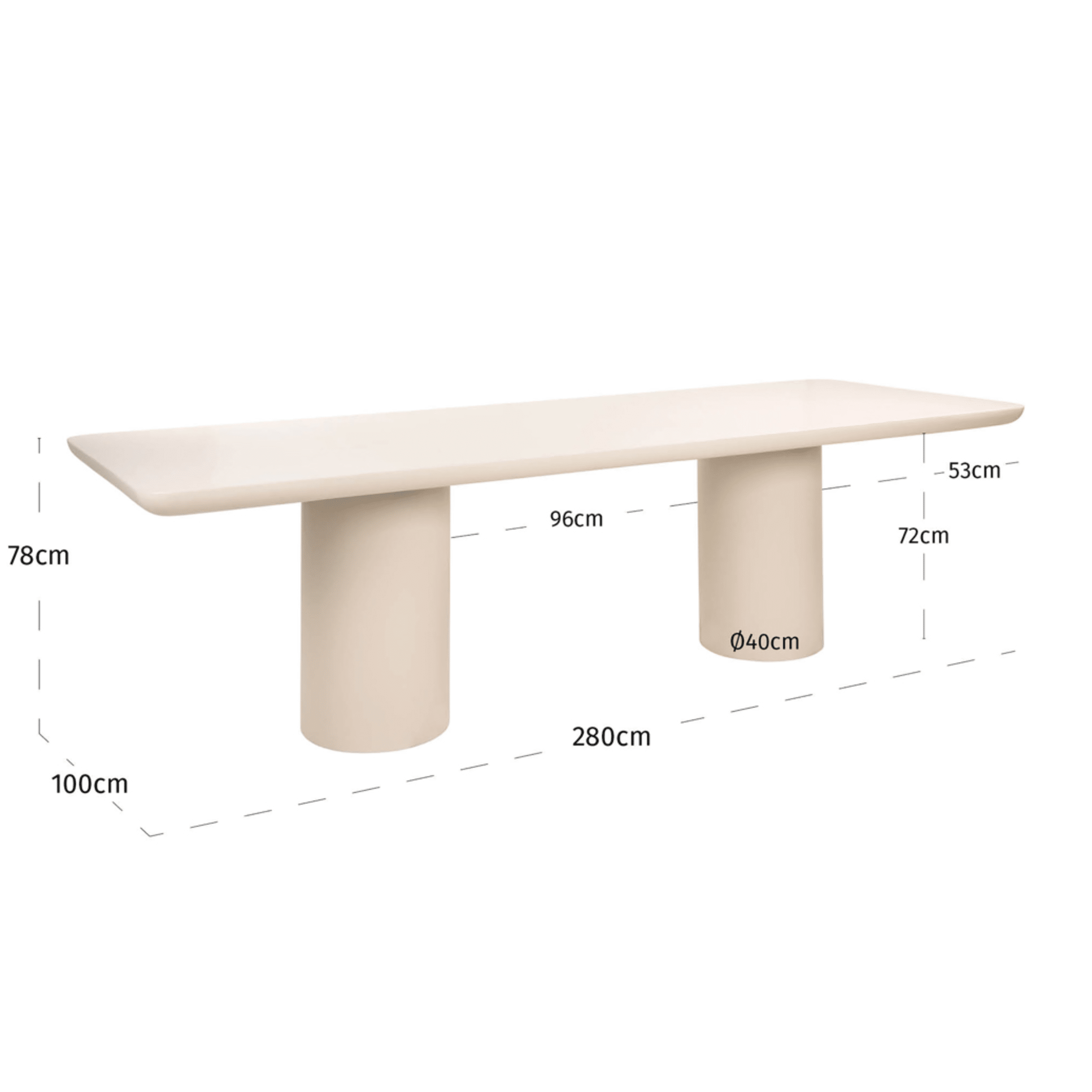 Riom Concrete Large Rectangular Outdoor Dining Table Outdoor