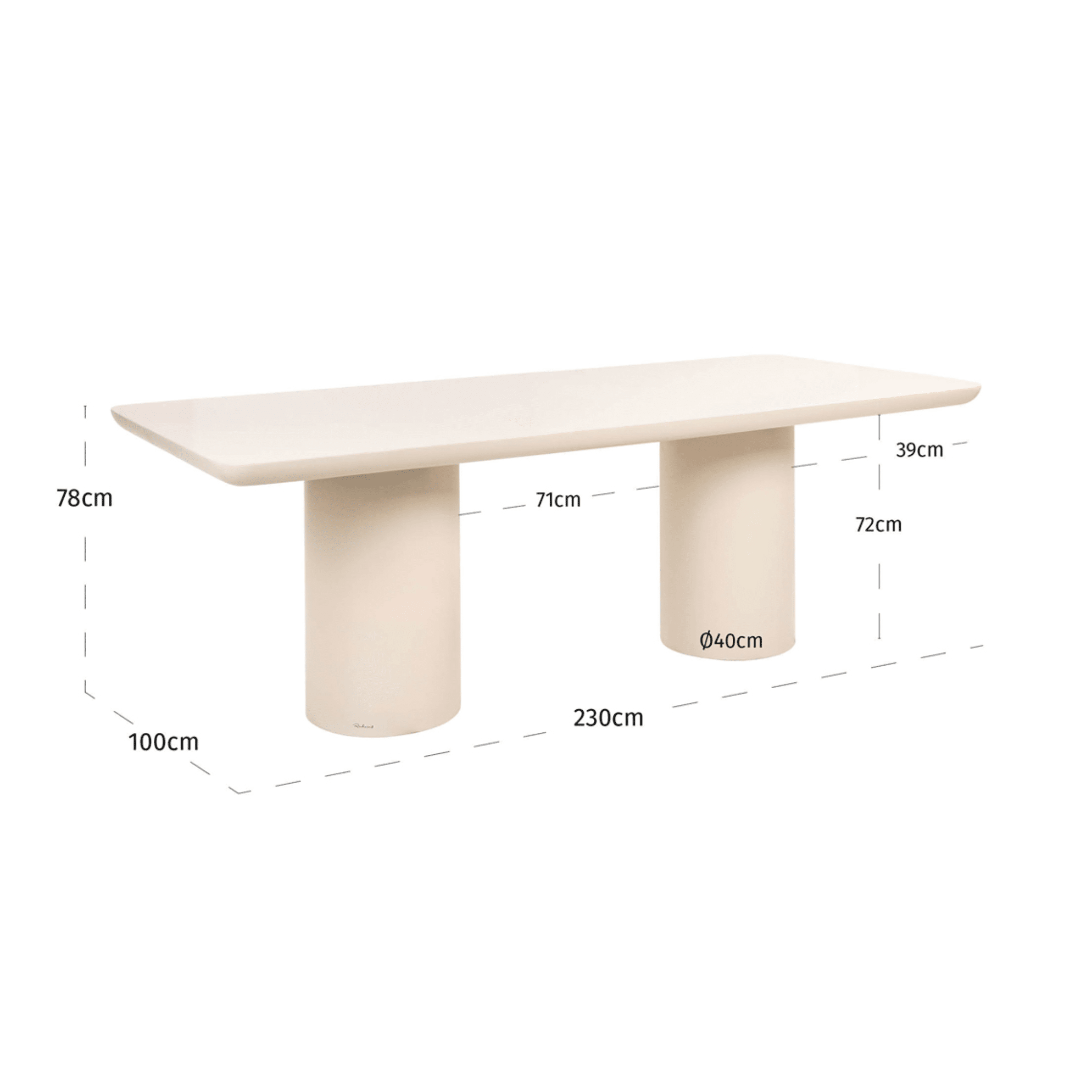 Riom Concrete Rectangular Outdoor Dining Table Outdoor