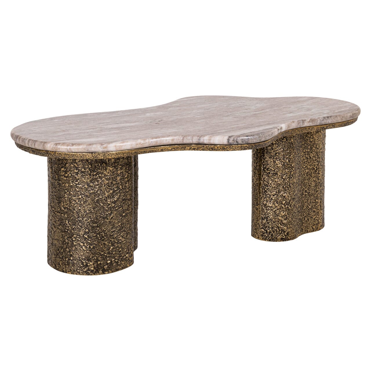 Rolter Neutral Marble Coffee Table with Brushed Brass Base Furniture