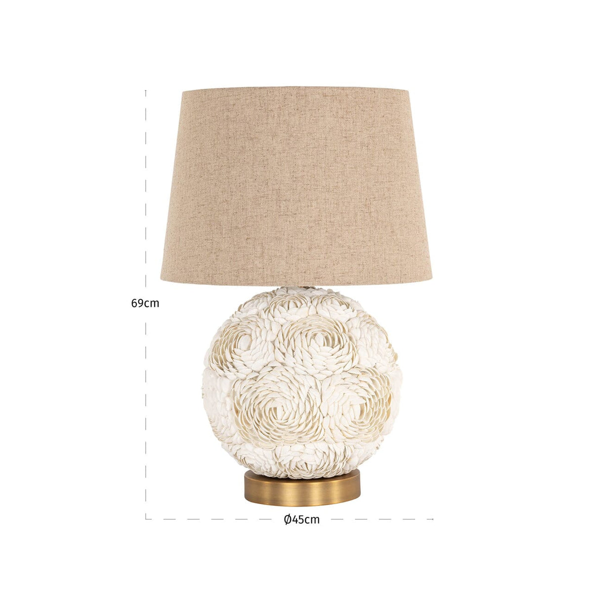 Roma Cream 3D Floral Round Table Lamp with Linen Shade Lighting