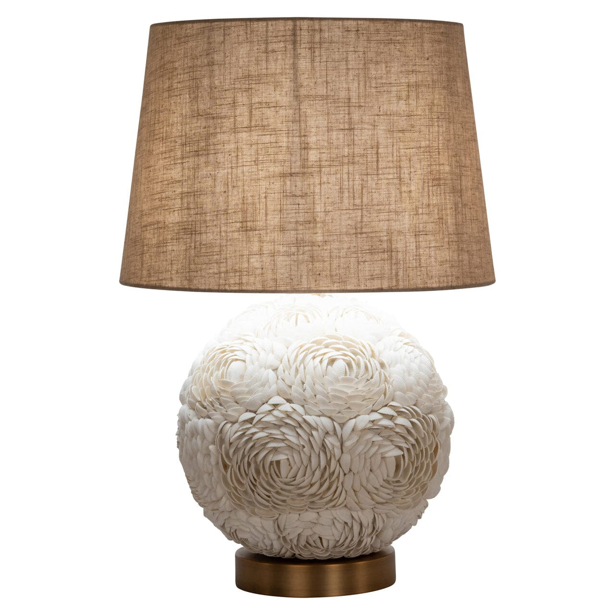 Roma Cream 3D Floral Round Table Lamp with Linen Shade Lighting