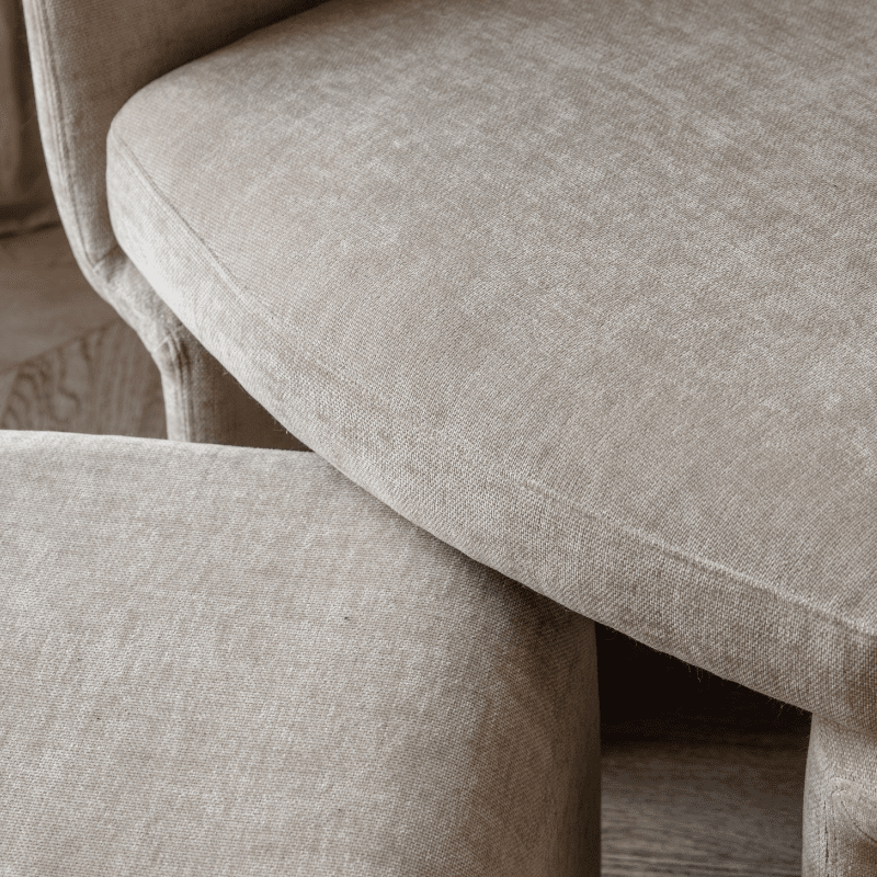 Rome Cream Textured Curved Accent Chair with Footstool Furniture