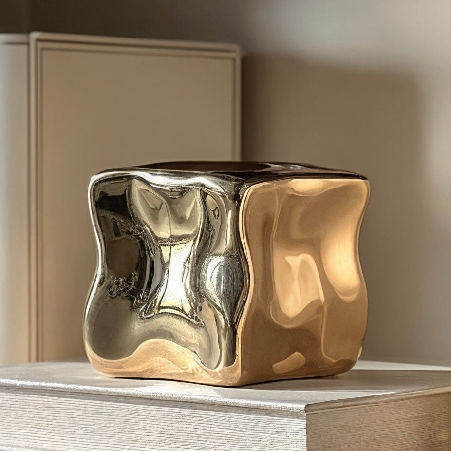 Romée Gold Abstract Cube Ornament Accessories