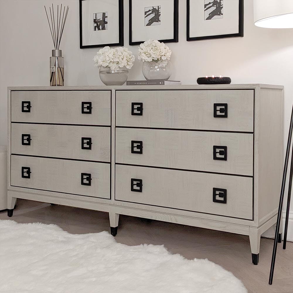 Rosa White Wash Oak Veneer 6 Drawer Chest Furniture