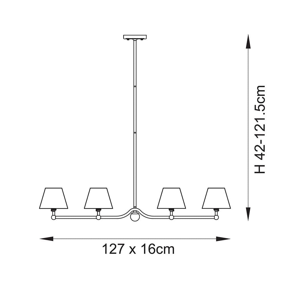 Sabrina Brushed Brass 4 Light Linear Pendant Ceiling Light Lighting