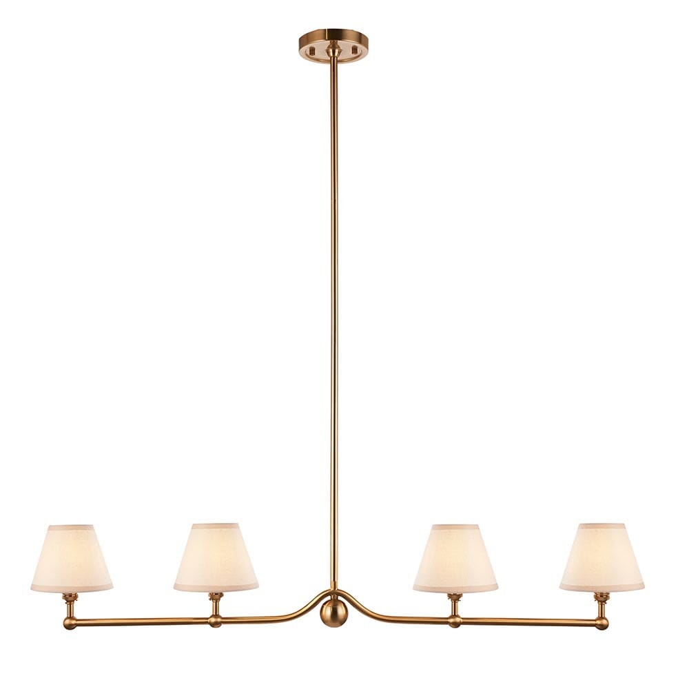 Sabrina Brushed Brass 4 Light Linear Pendant Ceiling Light Lighting