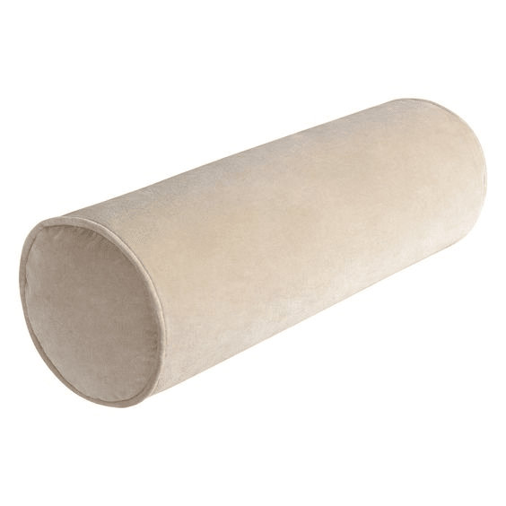 Samaria Large Cream Velvet Rounded Bolster Cushion Textiles
