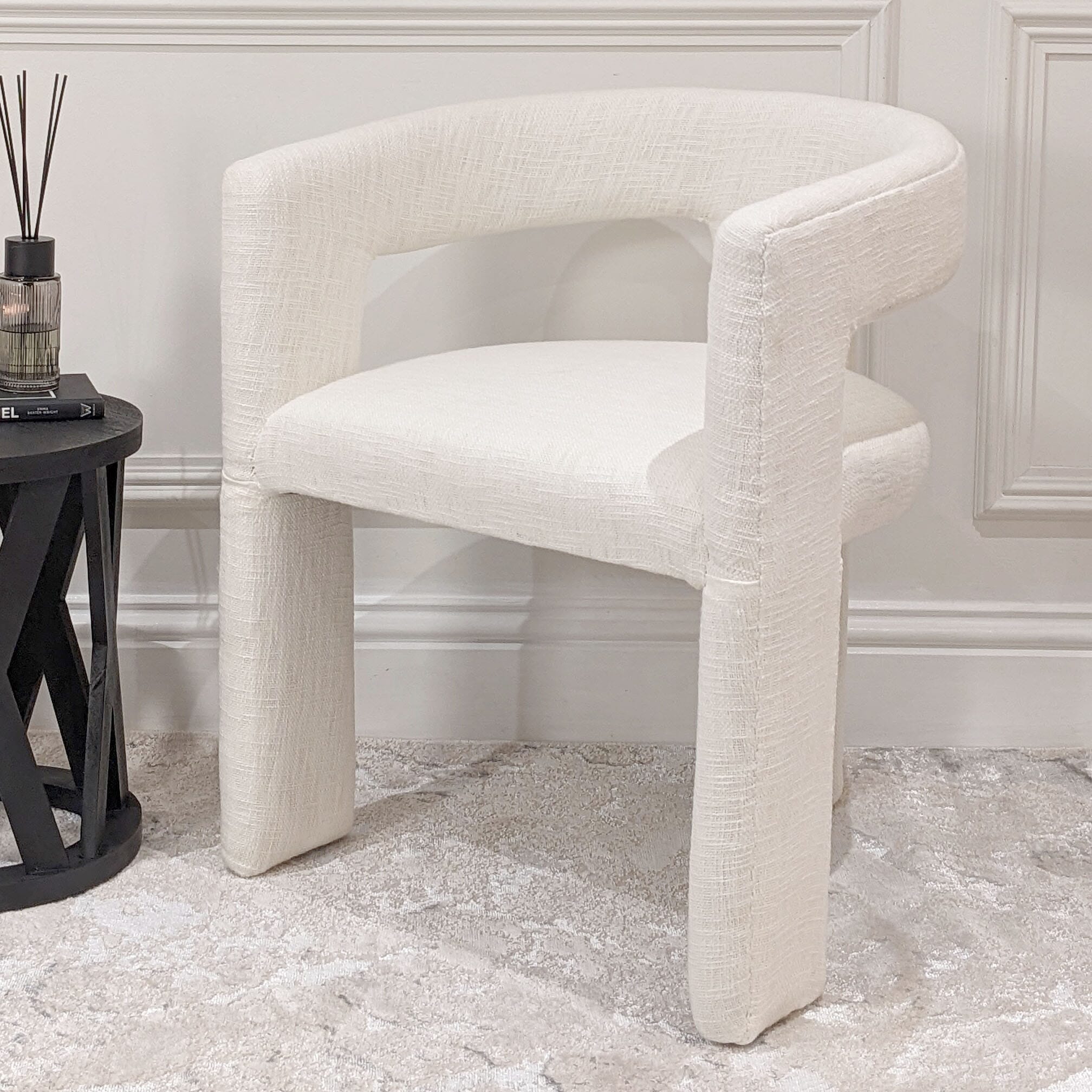 Samira Cream Curved Accent Chair Furniture