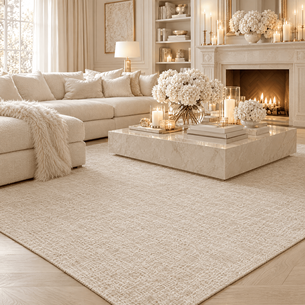 Sammie Cream Textured Rug Textiles